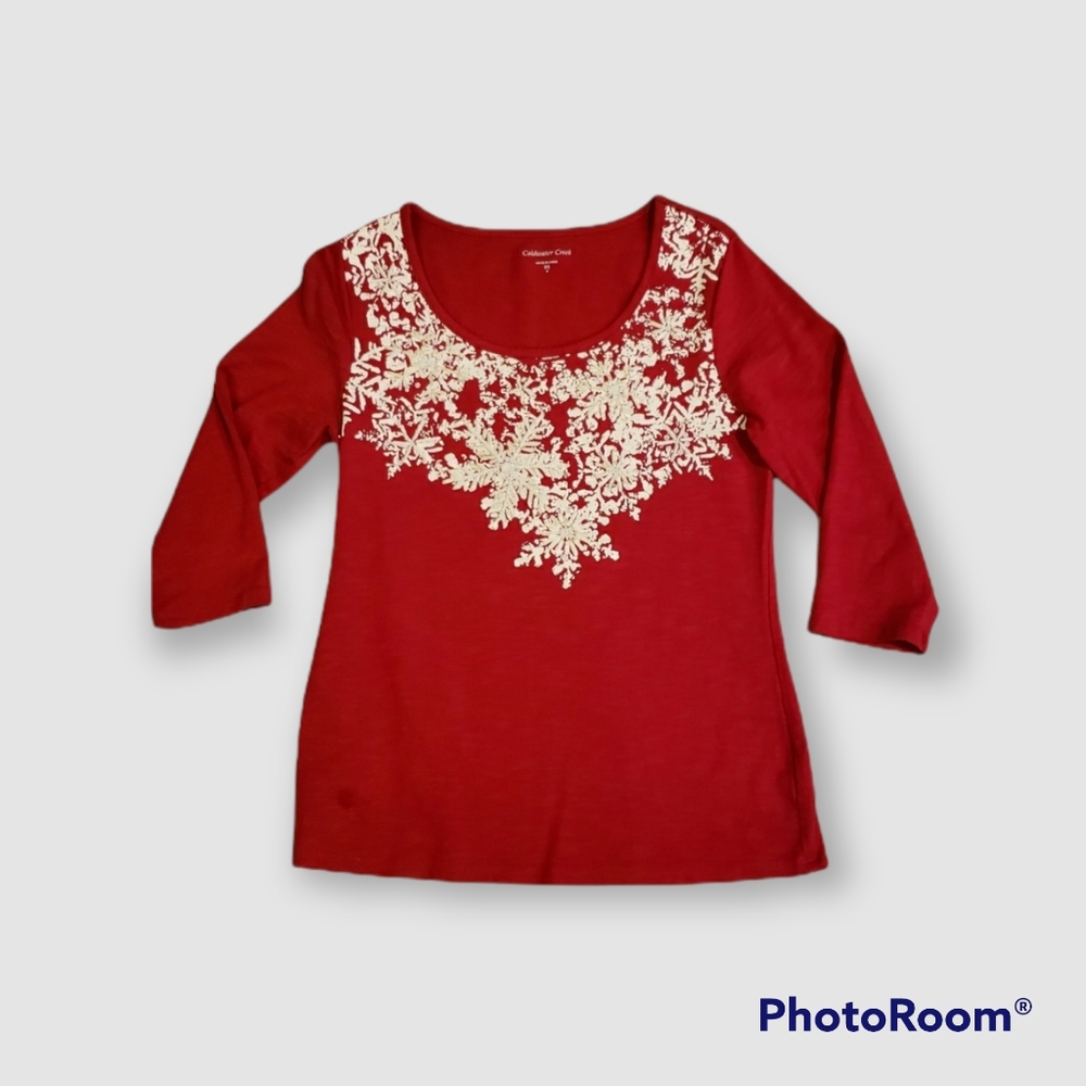 COLDWATER CREEK Embroidery Snowflake Shirt - XS